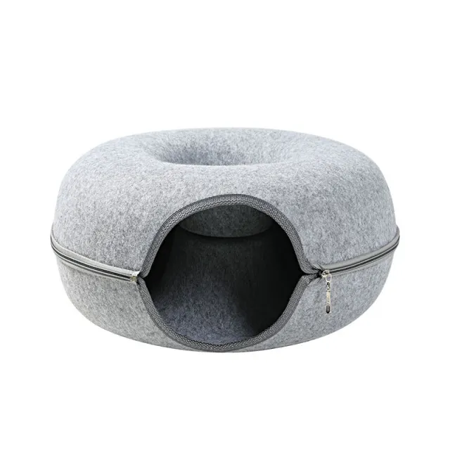 Four Seasons Available Cat Nest Round Woolen Felt Pet Dual use Cat Nest Tunnel Interactive Training Toy Grey Felt Cat Nest Light Grey - Shop at LoveMi