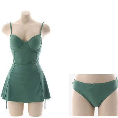 Ladies skirt split hot spring swimsuit Green - Shop at LoveMi
