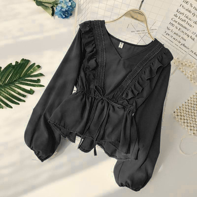 Ruffled Lantern Sleeve Shirt, picture 3 of 8