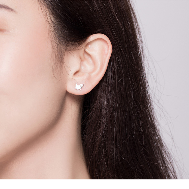 S925 cat earrings in sterling silver
