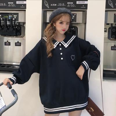 Title 1, Navy collar love embroidery sweater