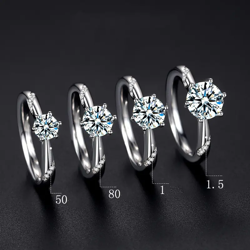 Sterling silver gold-plated moissanite ring