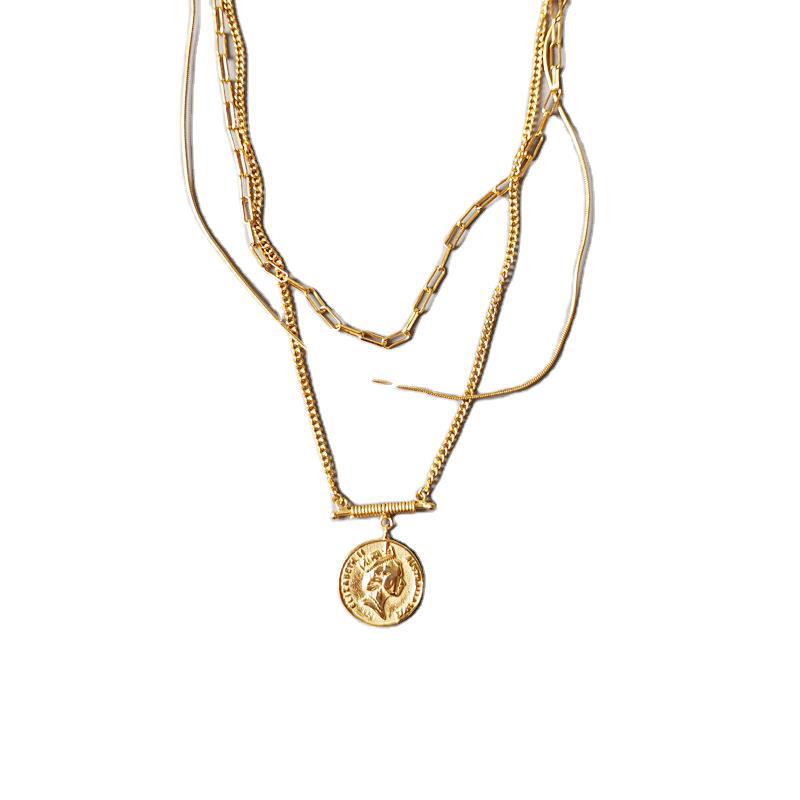 Queen's head round multi-layer Necklace