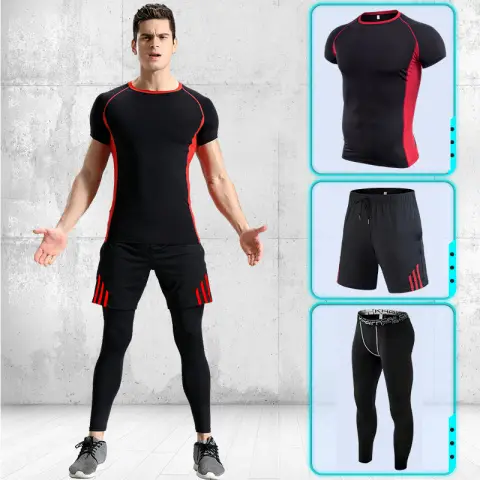 Sports Suits Men's Stretch Quick-drying Short Sleeves