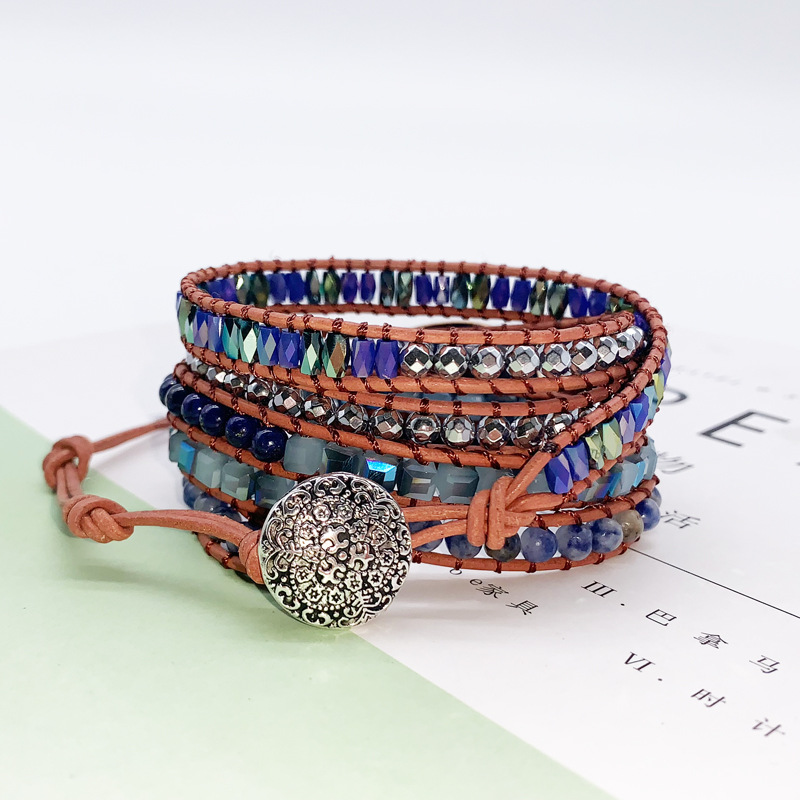 Natural stone hand-woven multi-layer bracelet