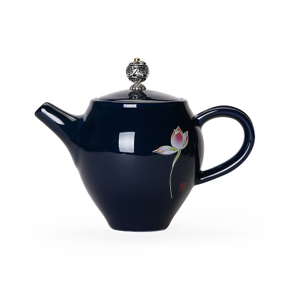 طقم شاي كونغ فو من السيراميك بإناء شاي أزرق لامع