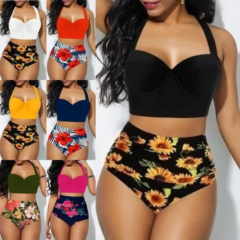 Sunflower Print Bikini Set