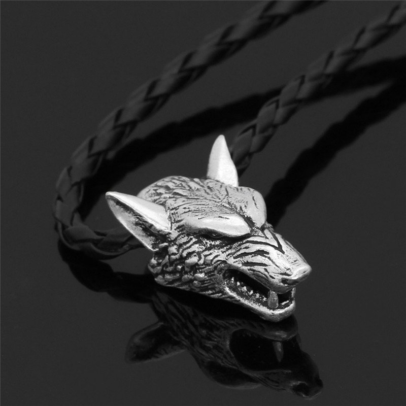 Wolf Head Men's Pendant Necklace Ancient Silver - Shop at LoveMi