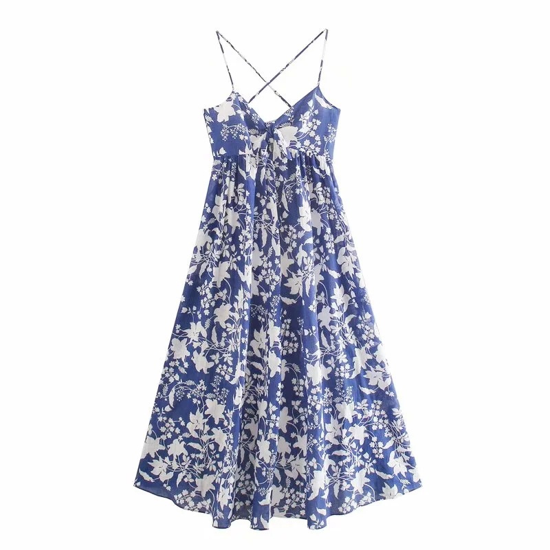 Slim printed suspender dress