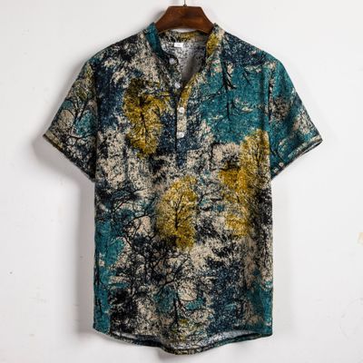 Floral shirt men's short sleeve shirt