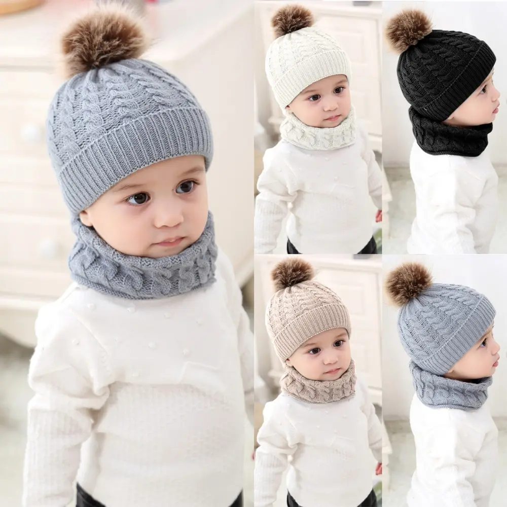 Baby Winter Caps + Scarf Set