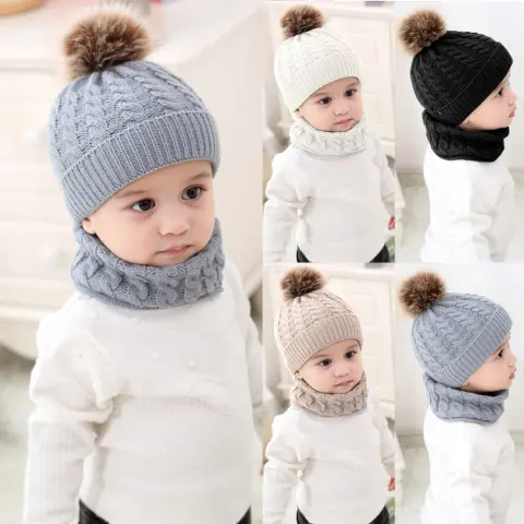 Baby Winter Caps + Scarf Set