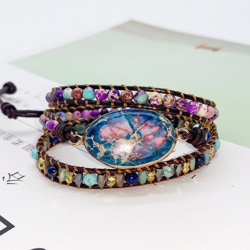 Imperial Stone Multilayer Woven Leather Bracelet