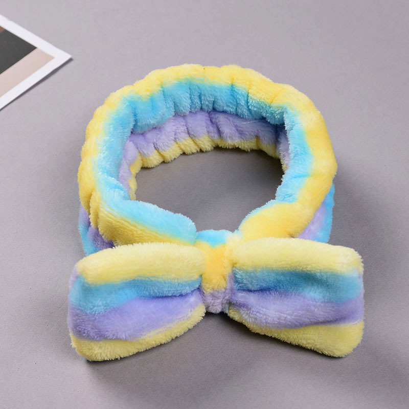 Striped headband with flannel bow Yellow Blue Purple - Shop at LoveMi