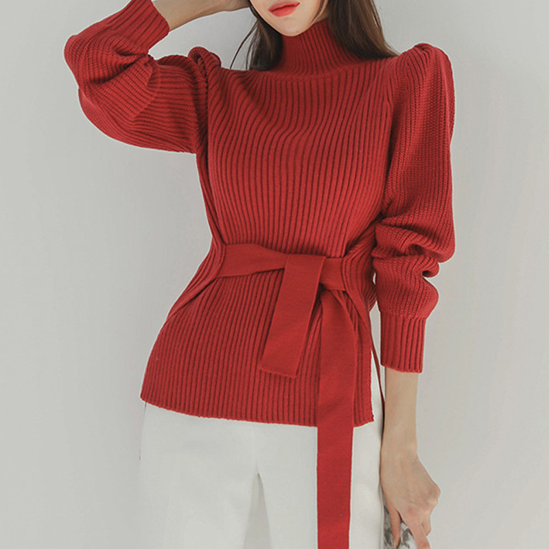 Butterfly End Waist Turtleneck Sweater