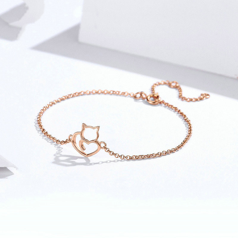 Cute cat Silver Bracelet