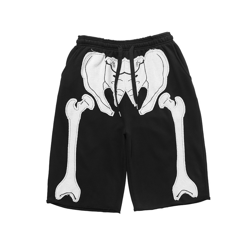 Skeleton embroidery casual pants men's shorts