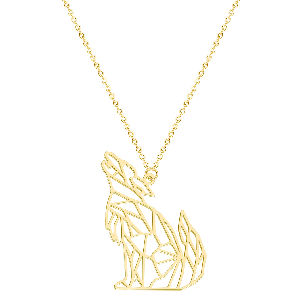 Wolf Howling Clavicle Chain Gold - Shop at LoveMi