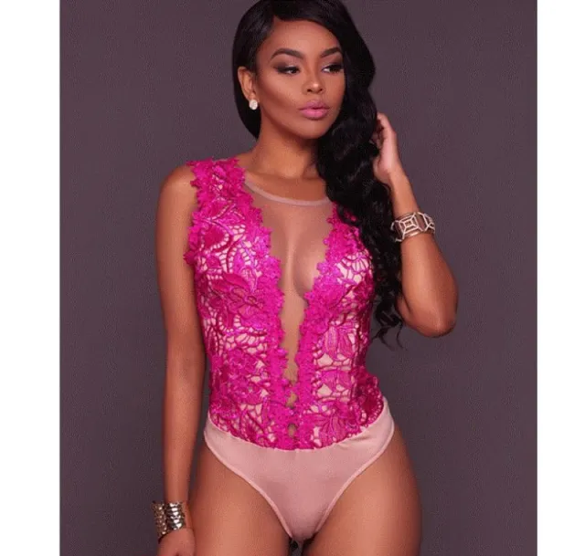 Summer lace sleeveless Jumpsuit Rose Red - Shop at LoveMi