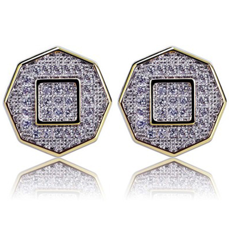 Two-tone full diamond earrings