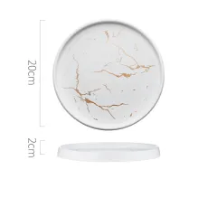 Marbled ceramic steak dinner plate - White - View 1