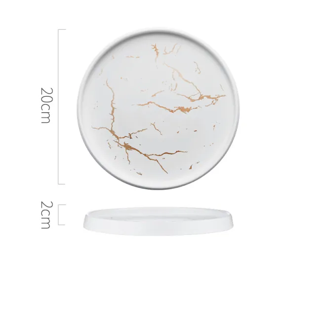 Marbled ceramic steak dinner plate White - Shop at LoveMi
