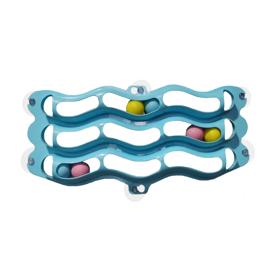 Cat suction cup window sill track toy - Blue