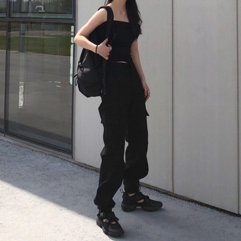 Lace-up leg pocket overalls