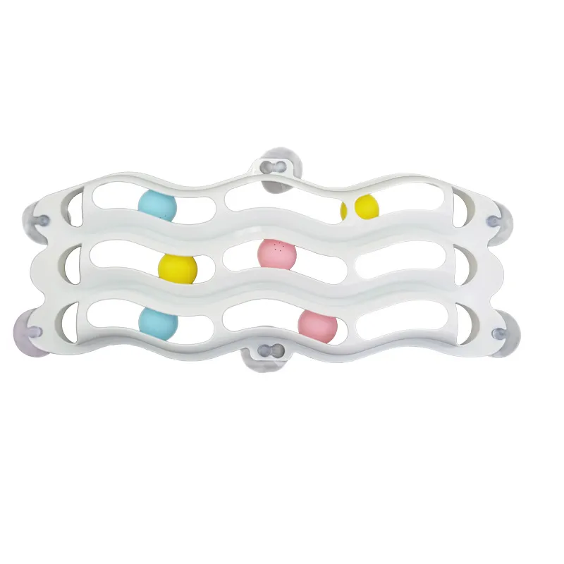 Cat suction cup window sill track toy - White