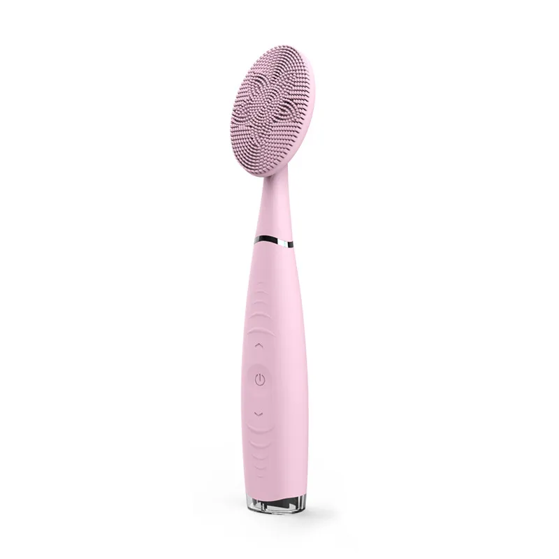 Facial Cleansing Brush Waterproof Silicone Cleansing Tool Portable Electric Handheld Facial Cleaning Brush Mini Pore Cleaner - Pink