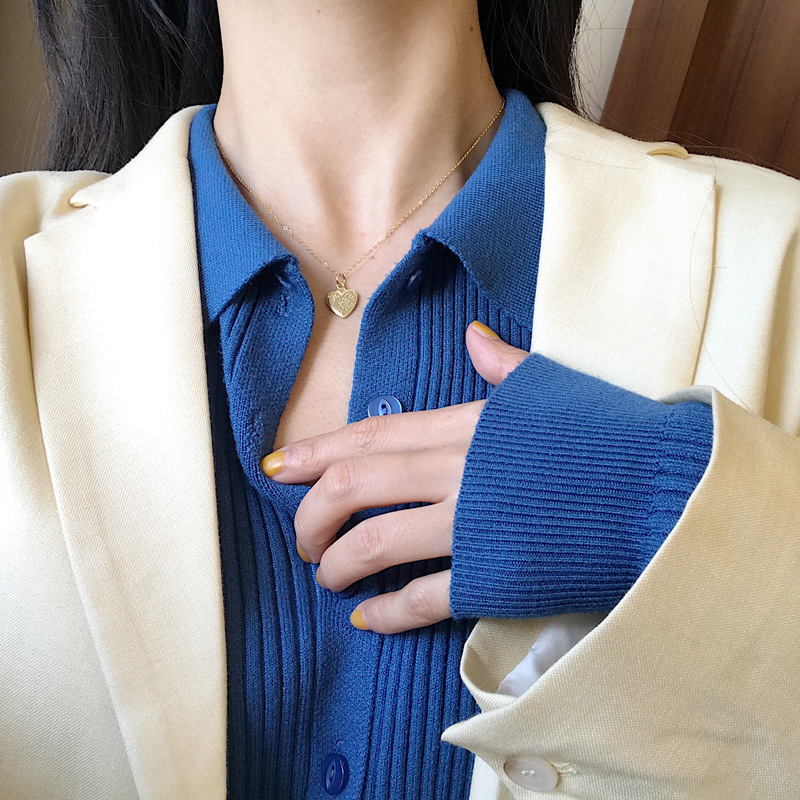 Female silver golden heart pattern necklace