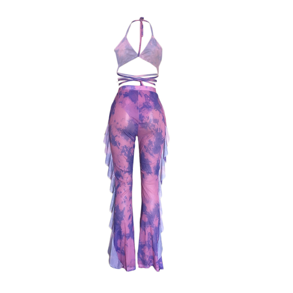 Printed swimsuit mesh two piece set