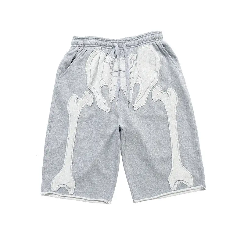 Skeleton embroidery casual pants men's shorts