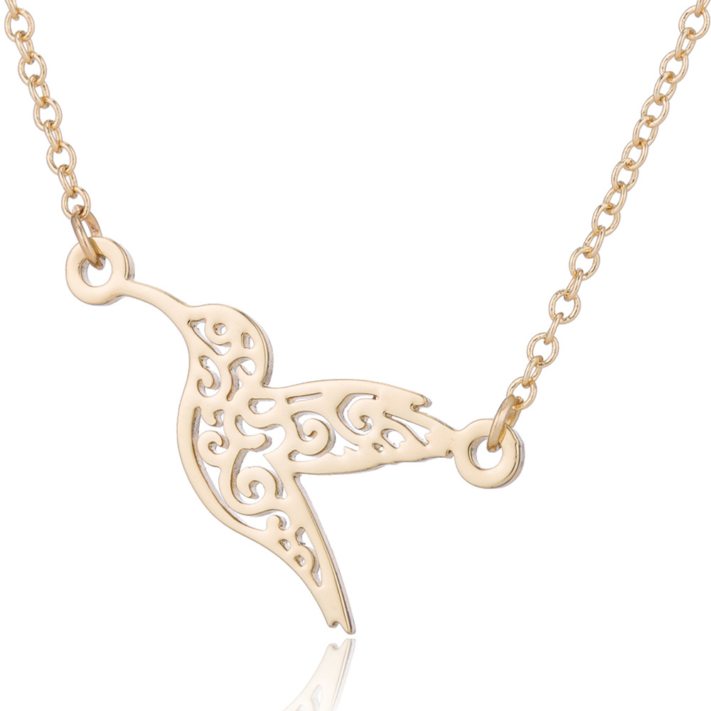 Bird necklace stainless steel animal hummingbird pendant