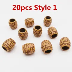 Resin Plastic Reggae Hair Extension Ring - Wood - View 1