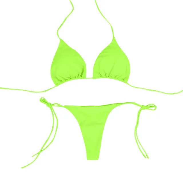 Solid color split bikini Green - Shop at LoveMi