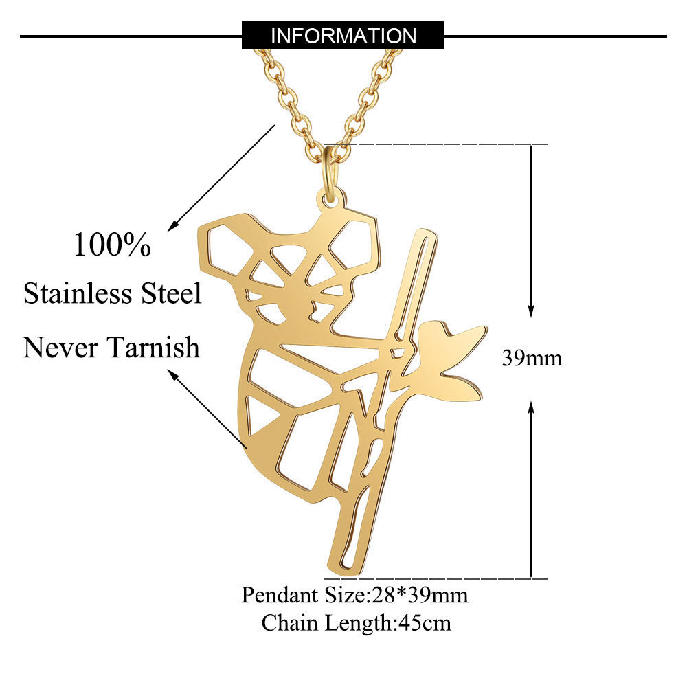 Female titanium steel hollow koala necklace