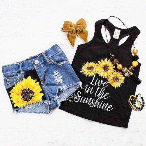 Sunflower denim shorts suit