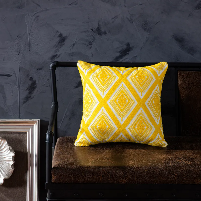 Cotton embroidered pillow with core sofa cushion chair backrest - Eyelash