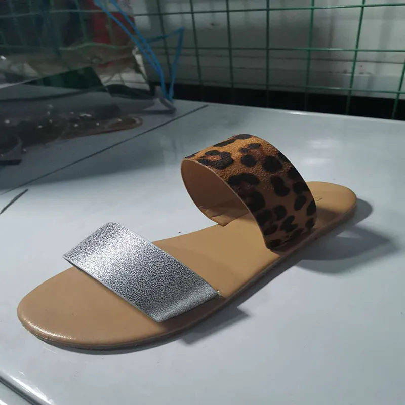 Slippers European and American plus size color sandals - Leopard