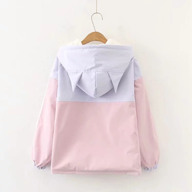 Bear colorblock hooded cotton coat