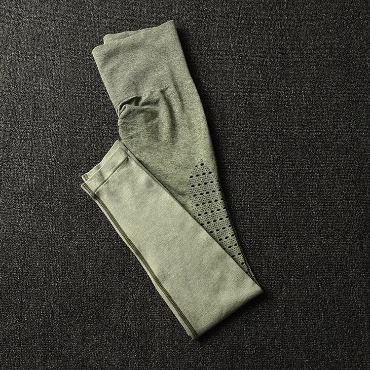 Fitness suit yoga pants gradient hollow tight hips - Green