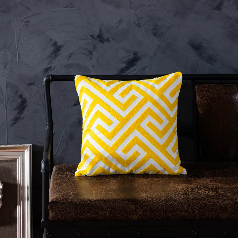 Cotton embroidered pillow with core sofa cushion chair backrest - Back Lattice