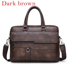 Men's Crossbody Business Retro Bag - Brown - View 1
