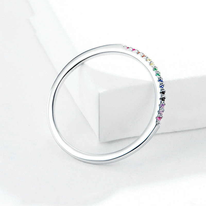 Colorful zircon silver ring