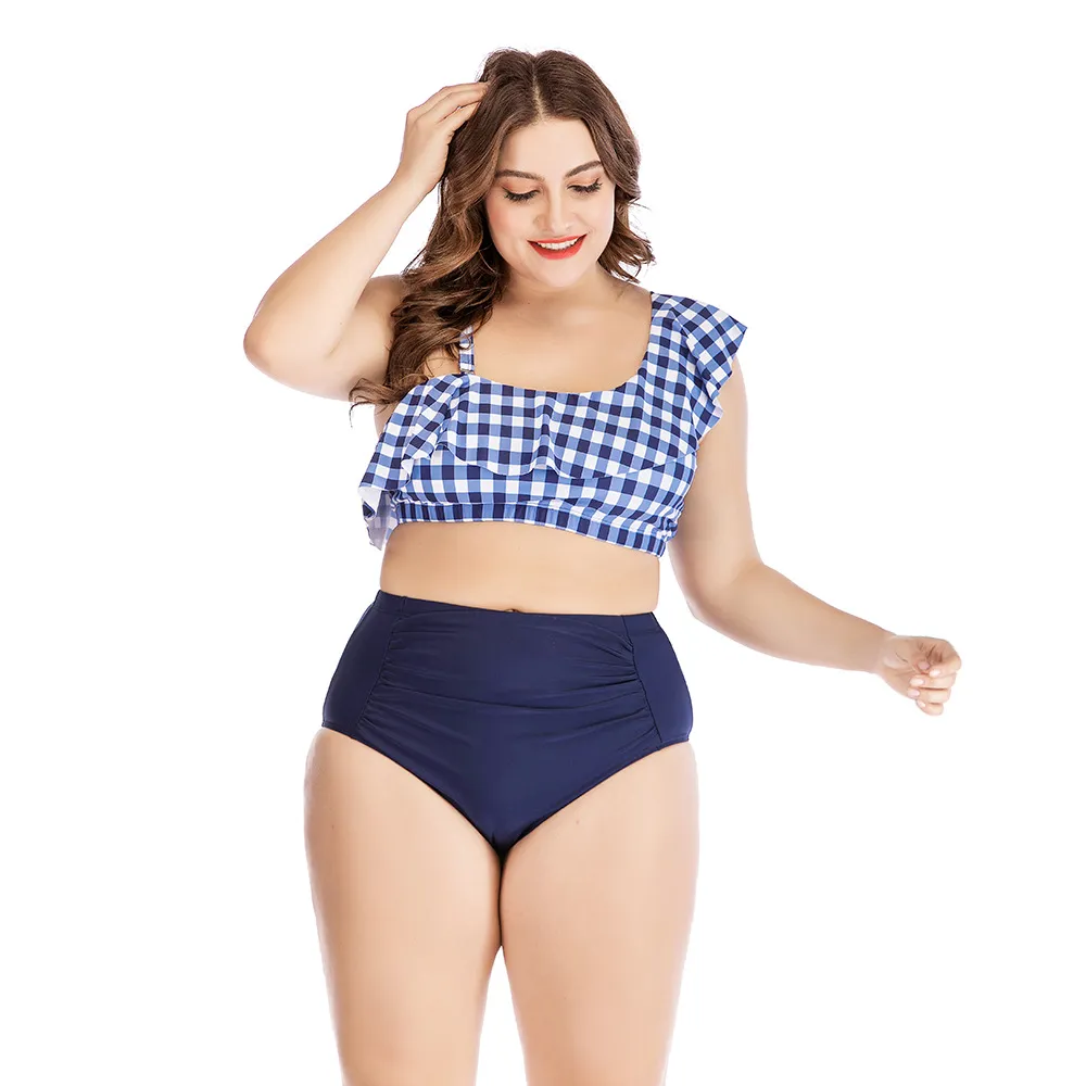 Split shoulder swimsuit - Lattice-Xl