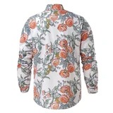 Floral long-sleeved slim striped shirt