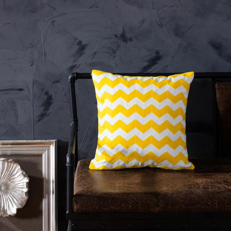 Cotton embroidered pillow with core sofa cushion chair backrest - Big Ripple