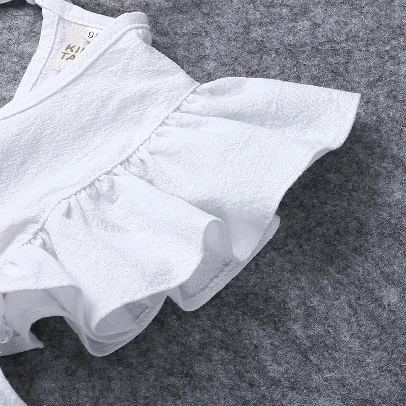 Hemp cotton flying sleeve lace casual dress