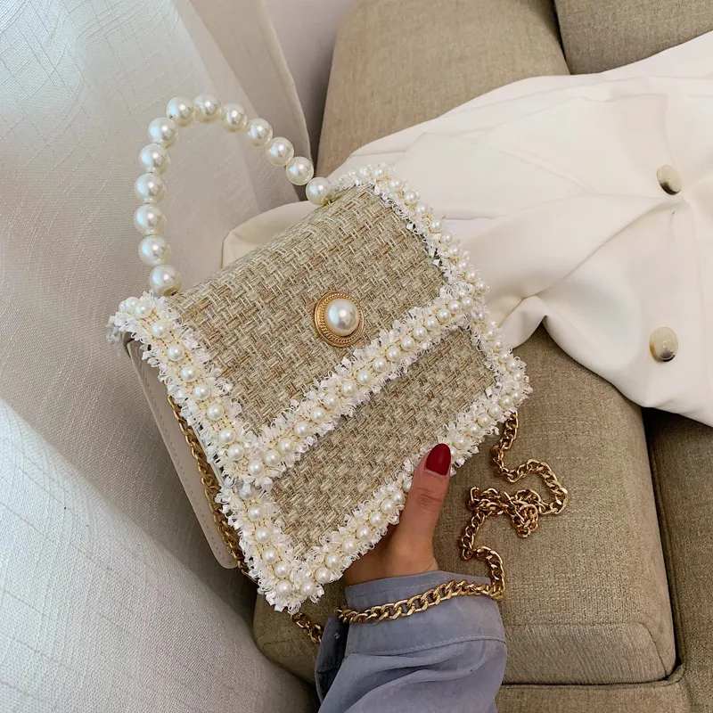 Pearl portable crossbody bag - Beige
